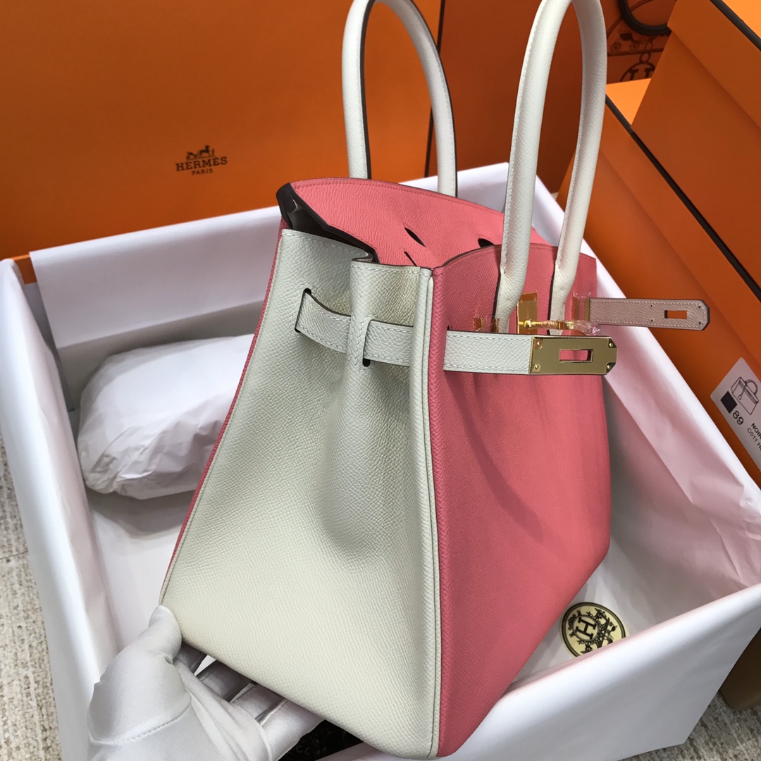 Hermes Birkin 30CM Epsom Leather Handbag Pink White